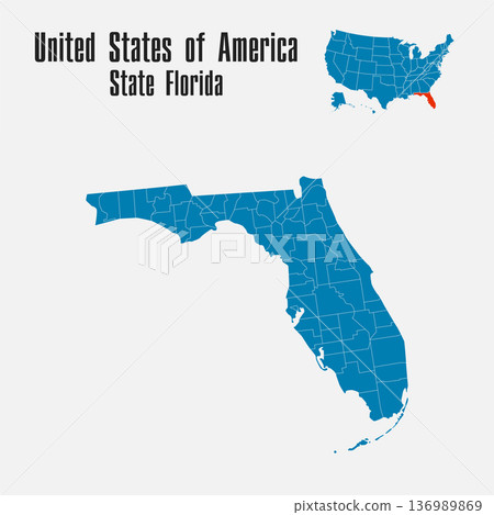 Vector map of the USA - State Florida Vector map of the USA - State Florida 136989869
