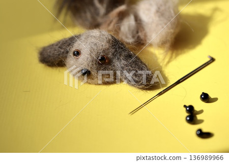 A needle-felted miniature dachshund mascot made from dog hair A needle-felted miniature dachshund mascot made from dog hair 136989966