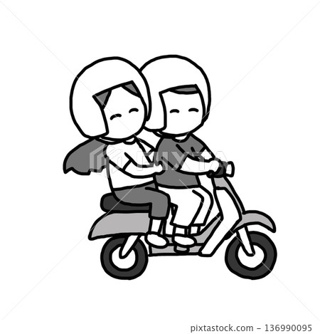 men and women riding bikes 136990095
