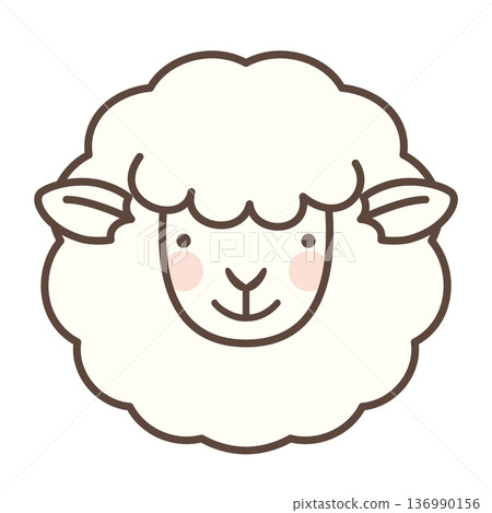 Vector illustration of a fluffy sheep's front face 136990156