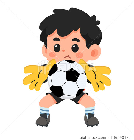 Soccer Goalie Holding Ball Illustration 136990183