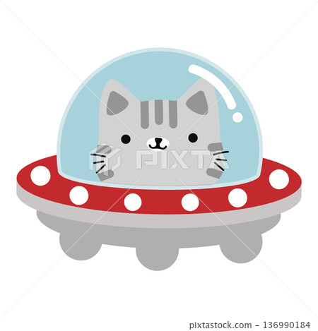 Cute Cat In Spaceship Illustration Cute Cat In Spaceship Illustration 136990184