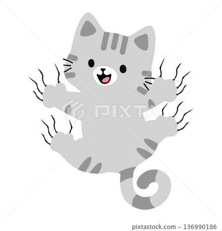 Funny Cat Hanging On The Wall 136990186