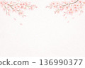 Cherry blossom scene, spring frame, watercolor style, white background 136990377