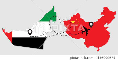 Airplane travel from UAE to China 136990675