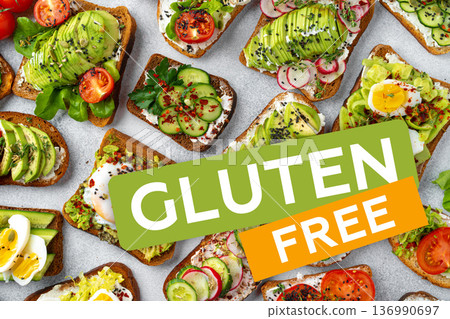 Menu background with variety of different vegan sandwiches Menu background with variety of different vegan sandwiches 136990697