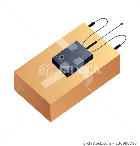 Explosive C4 bomb Vector icon cartoon illustration 136990758