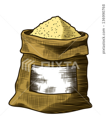 Cane sugar. Product from sugarcane plant. Engraving hand drawn natural organic food or natural ingredient. Fresh sugar in bag Cane sugar. Product from sugarcane plant. Engraving hand drawn natural organic food or natural ingredient. Fresh sugar in bag 136990768
