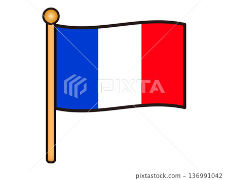 飄揚的法國國旗插畫素材 136991042