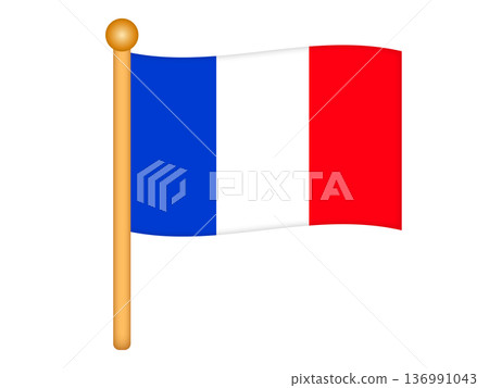 飄揚的法國國旗插畫素材 2 136991043