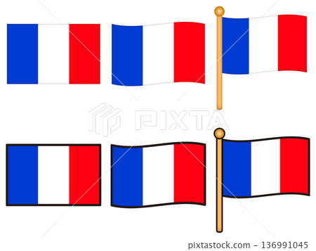 French flag illustration material set 136991045