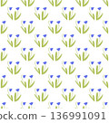 Seamless pattern of blue spring flowers bells. Floral graphic design for textiles, wallpaper, and wrapping paper for Easter and Womens Day. 136991091