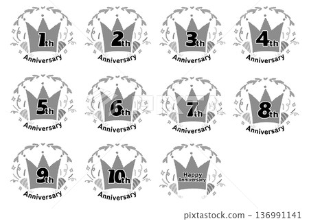 週年紀念圖示 黑白單色 136991141