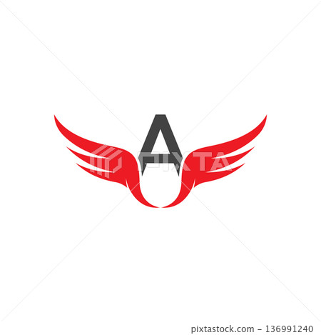 letter a symbols with wings on white background. abstract logo designs letter a symbols with wings on white background. abstract logo designs 136991240