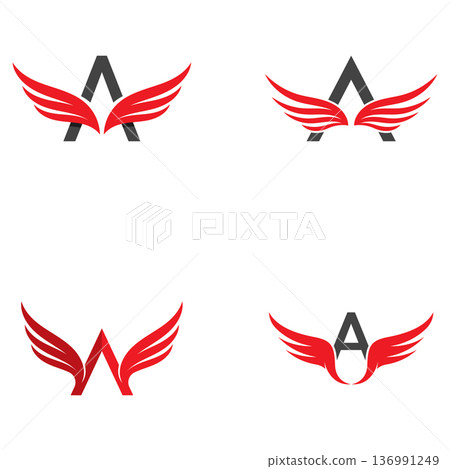 letter a symbols with wings on white background. abstract logo designs 136991249