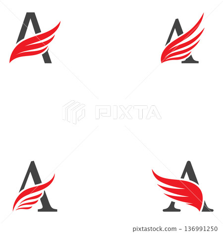 letter a symbols with wings on white background. abstract logo designs letter a symbols with wings on white background. abstract logo designs 136991250