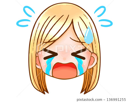 Cute blonde gal chibi character face icon illustration material 5 Cute blonde gal chibi character face icon illustration material 5 136991255