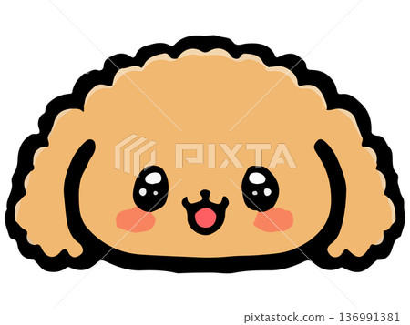 Cute toy poodle face icon illustration 2 136991381