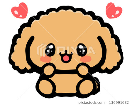 Cute toy poodle sitting doodle illustration 4 Cute toy poodle sitting doodle illustration 4 136991682