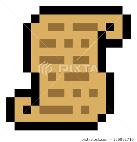 Pixel Art 8 Bit Paper Scroll Video Game Icon Pixel Art 8 Bit Paper Scroll Video Game Icon 136991716