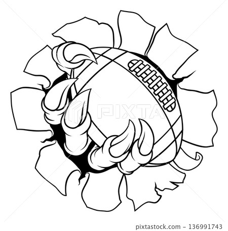 American Football Ball Claw Monster Animal Hand American Football Ball Claw Monster Animal Hand 136991743