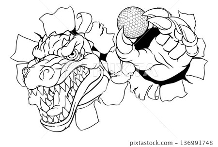Crocodile Dinosaur Alligator Golf Sports Mascot 136991748