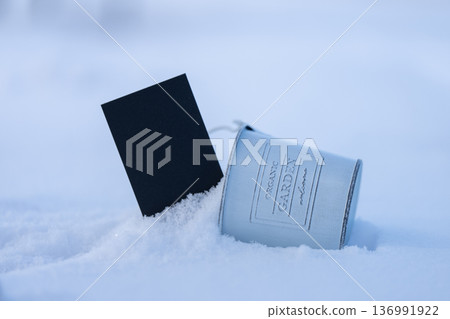 Snowy landscape with black card 136991922