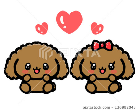 Cute toy poodle illustration material 136992043