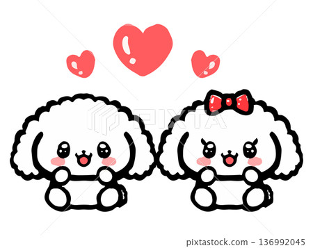 可愛玩具貴賓犬插畫素材 3 可愛玩具貴賓犬插畫素材 3 136992045