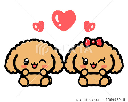 Cute toy poodle illustration material 4 136992046