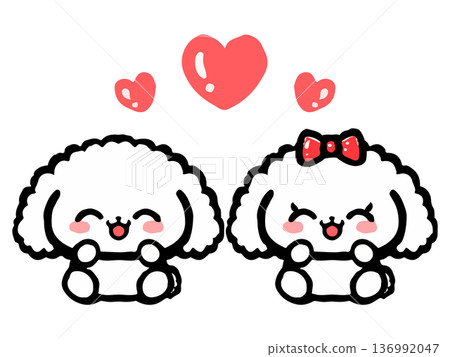 Cute toy poodle illustration material 5 136992047