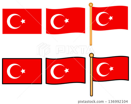 簡單的土耳其國旗插圖素材集 136992104