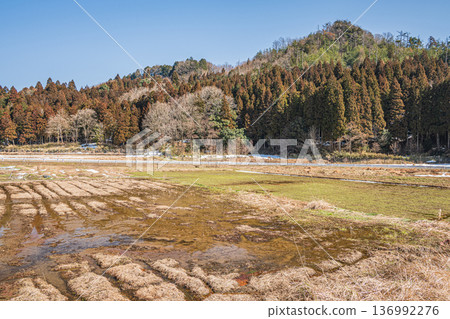 Early spring mountain village, Nagahara, Nagahama City, Shiga Prefecture 136992276