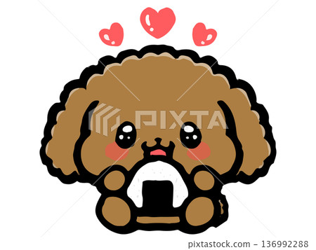 Illustration material of a cute toy poodle eating rice Illustration material of a cute toy poodle eating rice 136992288