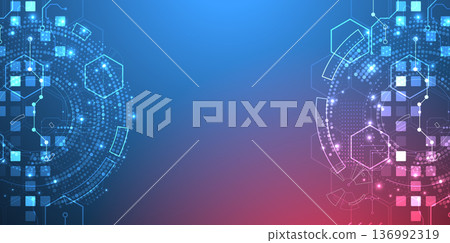 Abstract background. Scientific and technological concept with the use of technical elements formed in the shape of a circle. Vector Abstract background. Scientific and technological concept with the use of technical elements formed in the shape of a circle. Vector 136992319