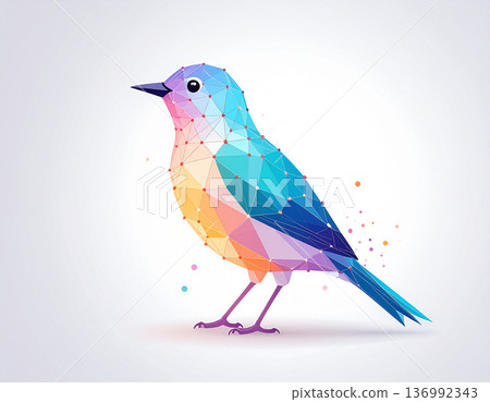 A low-poly bird drawn in pastel colors 136992343