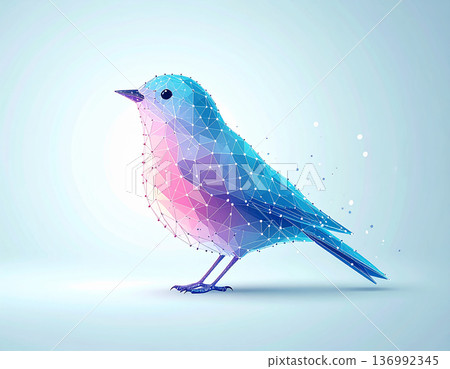 A low-poly bird drawn in pastel colors A low-poly bird drawn in pastel colors 136992345