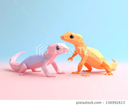 幾何低多邊形風格的紐特 136992613