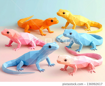 幾何低多邊形風格的紐特 136992617