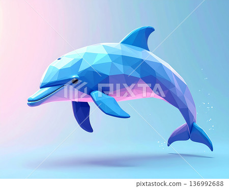 幾何低多邊形海豚極簡藝術 幾何低多邊形海豚極簡藝術 136992688