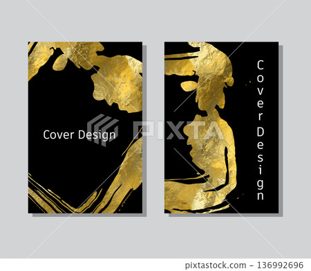 Gold foil abstract grunge banner. Texture, gold foil effect background vector. 136992696