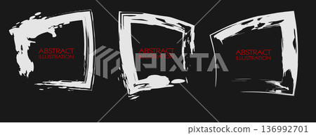 Vector ink shapes set. White square elements collection. Rectangle brush stroke. Vector ink shapes set. White square elements collection. Rectangle brush stroke. 136992701
