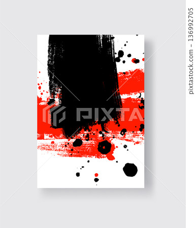 Black and Red ink brush stroke on white background. Japanese style. Black and Red ink brush stroke on white background. Japanese style. 136992705