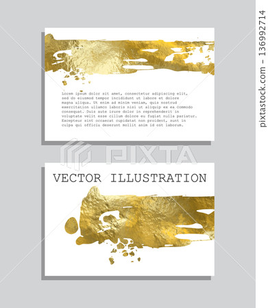 Gold foil abstract grunge banner. Texture, gold foil effect background vector. 136992714