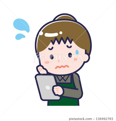 一位正在使用平板電腦的女餐廳服務員 136992765