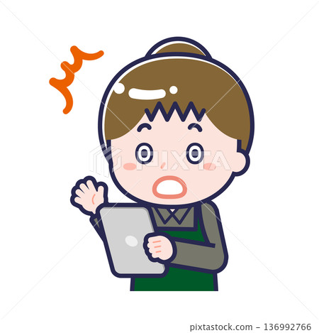 一位正在使用平板電腦的女餐廳服務員 136992766