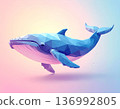 以幾何圖形表現的鯨魚低多邊形藝術 136992805