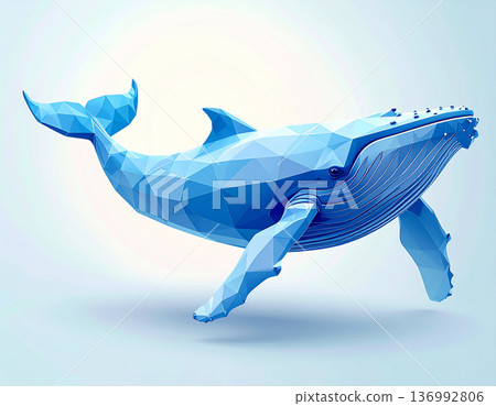 Low-poly art of a whale expressed in geometric forms Low-poly art of a whale expressed in geometric forms 136992806