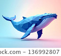 以幾何圖形表現的鯨魚低多邊形藝術 136992807