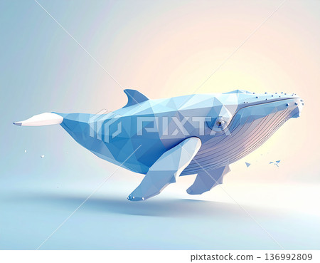 Low-poly art of a whale expressed in geometric forms Low-poly art of a whale expressed in geometric forms 136992809